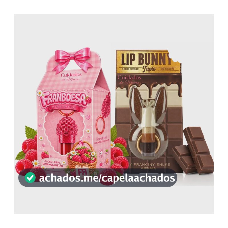 Kit Gloss Hidratante Labial Franboesa + Gloss Labial Lip Bunny Triple Chocolate - Fran By Franciny Ehlke