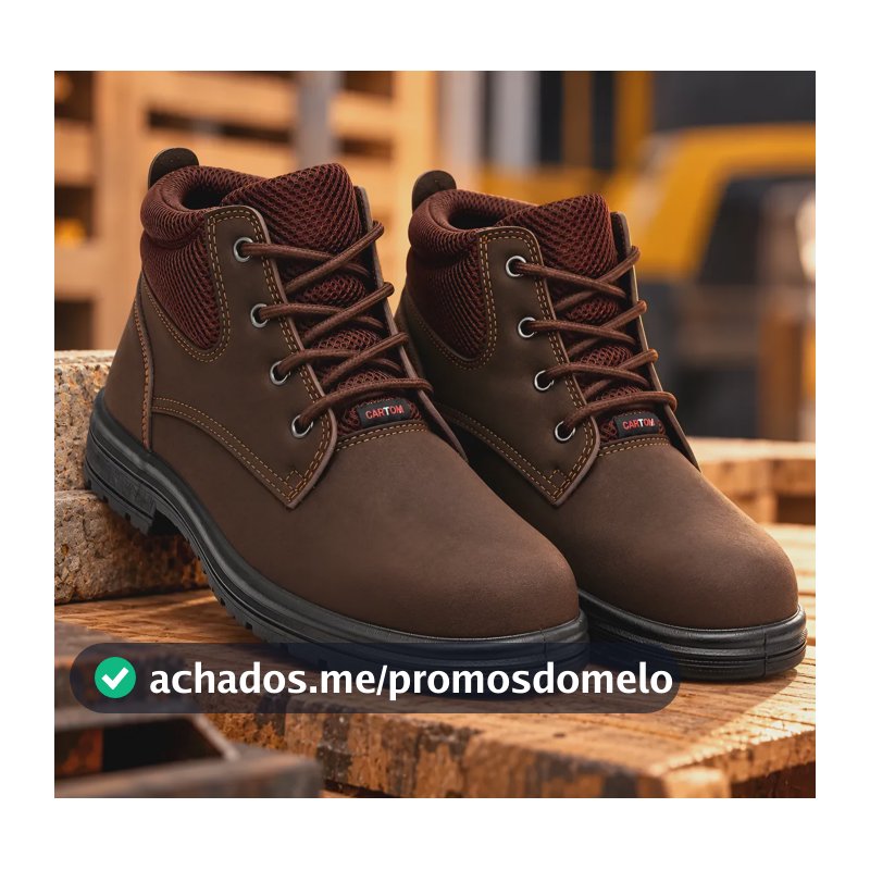 Bota Botina Segurança Nobuck Pvc Ca Epi Coturno Couro Sapato Marrom-escuro 44 Br
