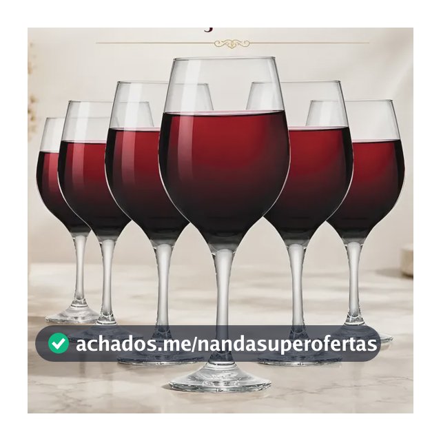 Jogo 06 Taças Vidro De Vinho Agua Cor Transparente Transparente