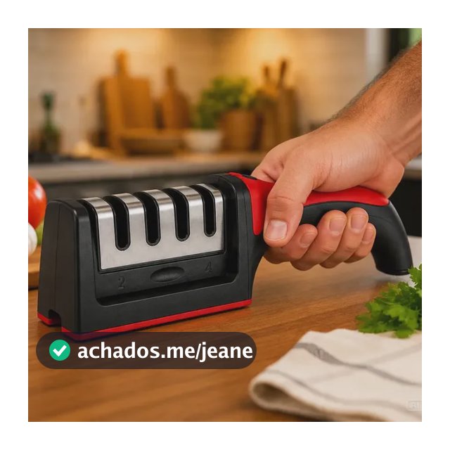 Afiador Amolador De Facas E Tesouras 4x1 Vermelho Afia Amola