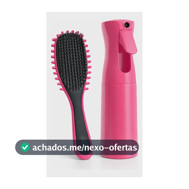 Kit Escova Fitagem Ondas E Borrifador Jato Continuo Névoa Rosa