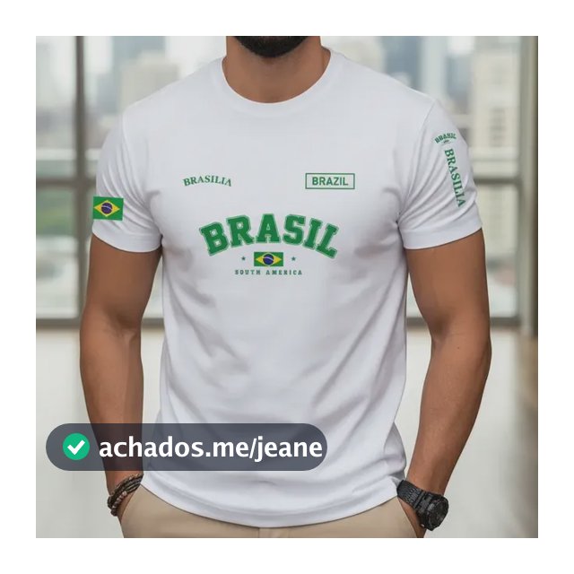 Camiseta Básica Estampa Brasil 100% Algodão Confortável