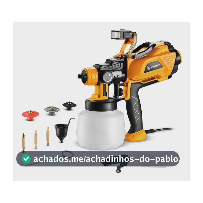 Pistola de Pintura HVLP Deko 600W LED 1,2L 3 Bicos