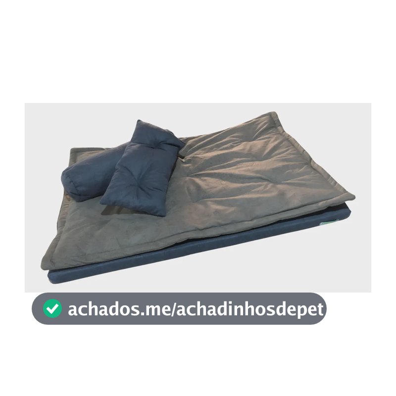 Caminha Cachorro Colchonete Futon C/ Pillow Top 100x80cm Cor Azul/Cinza Desenho Retangular