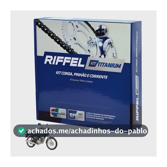 Kit Relação Moto Riffel Cg 125 Titan 2000 2008 Titanium 1045 Cinza