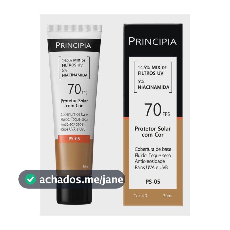 PRINCIPIA, Protetor Solar Facial FPS70 PS-05 Cor 4.0 c/ 30ml