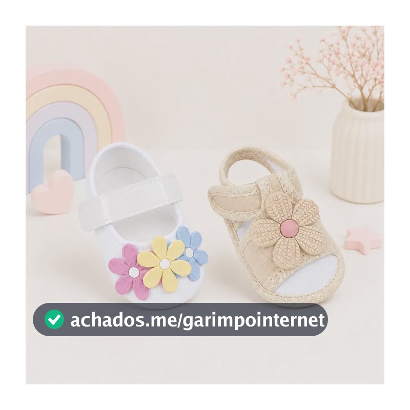 Kit Sapatilha Boneca E Sandália Bebê Flor Batizado Menina Br-colorida / Palha 17