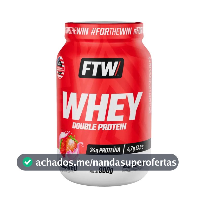 Whey Double Protein 900g Sabor Morango - FTW