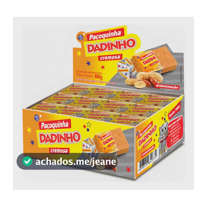 Paçoca Dadinho Quadrada Caixa C/ 800 g