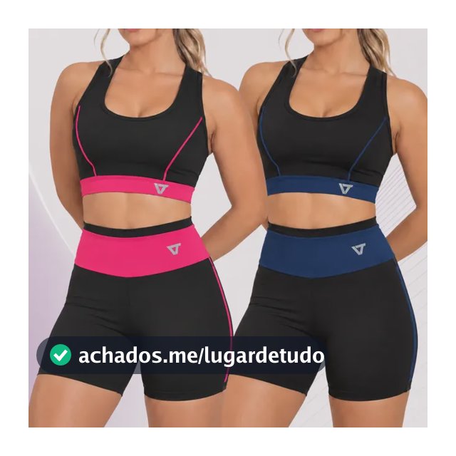 2 Conjunto Fitness Feminino Top E Short De Academia