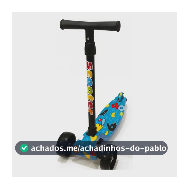Patinete Infantil Triciclo Dobrável Scooter 3 Rodas Com Led Azul Colorido