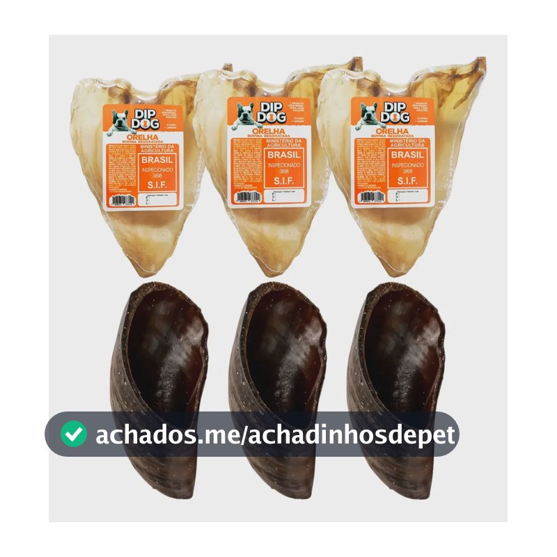 Kit 3 Casco De Boi Para Caes 3un Orelha Bovina Desidratada Natural