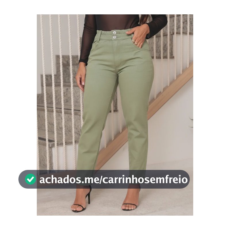 Calça  Jeans  Feminina Elástico No Cós Lançamento Casual Verde-claro 40