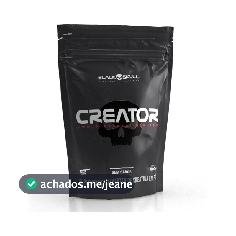 Creator - Creatina Monohidratada - 500g - Refil Black Skull Sabor Sem sabor