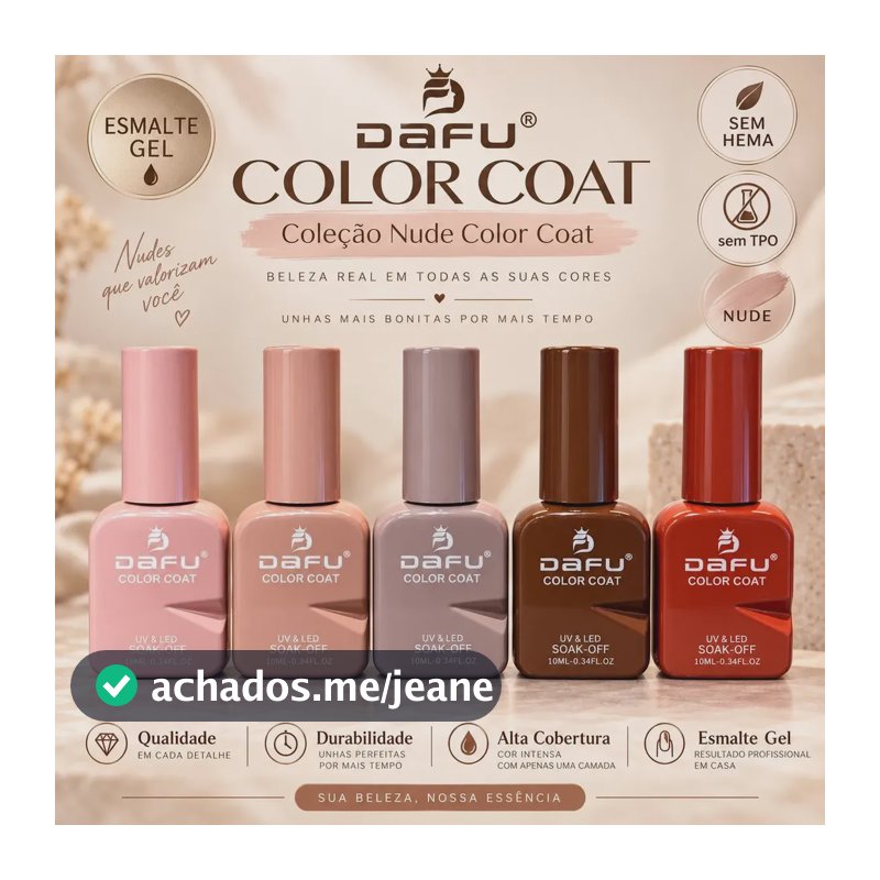 Kit 5 Esmaltes Gel Dafu Color Coat Nude Marrom Sem Hema Tpo Nude/marrom