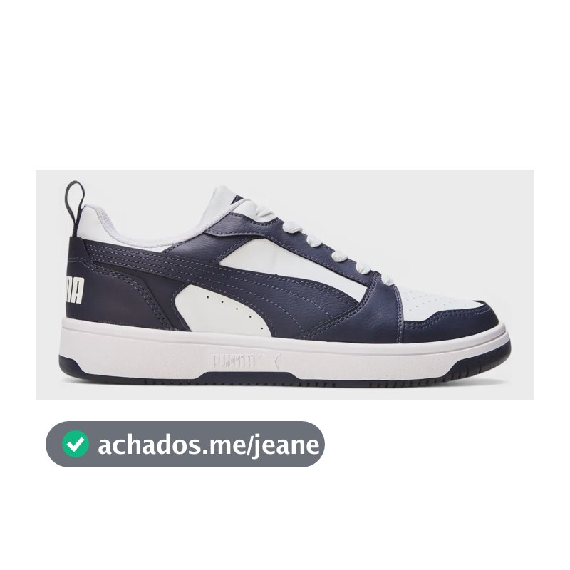 Tênis Casual Masculino Rebound V6 Low Puma Puma White-new Navy Liso 41 Br
