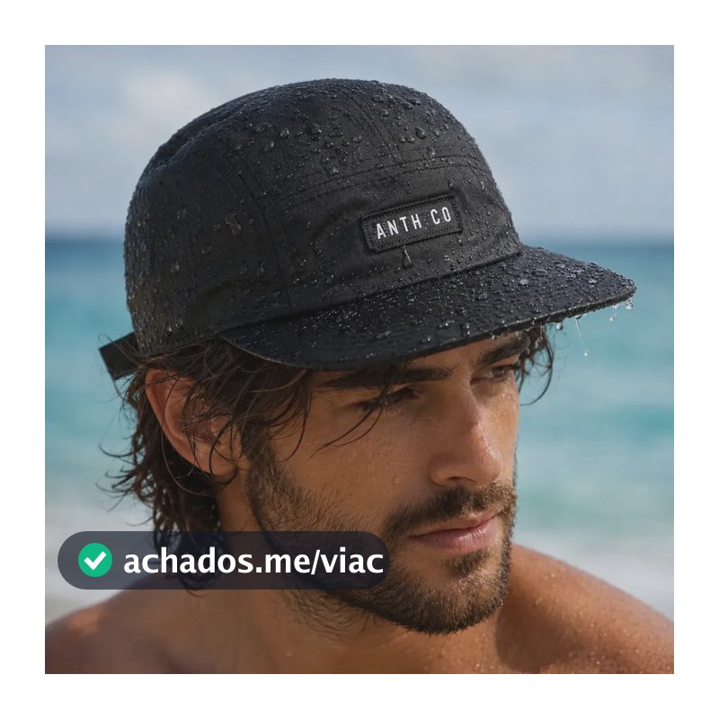 Boné Aba Reta Five Panel Evasecret Water Strapback Impermeavel Preta