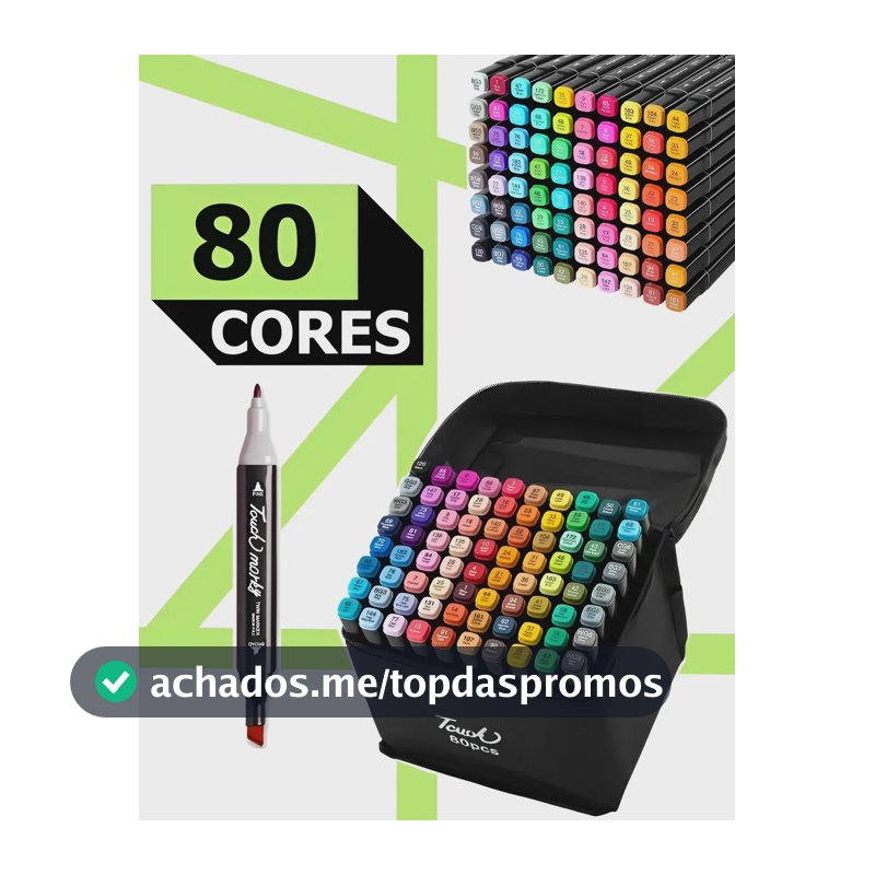 Estojo 80 Cores Canetinhas Ponta Dupla Coloridas Marcador 80 Cores