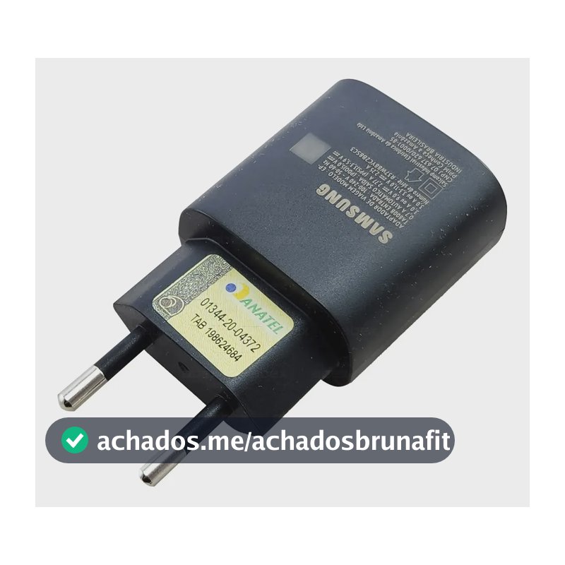 Carregador Samsung 25w A30 A50 A70 A71 A80 A31 S20 Cor Preto