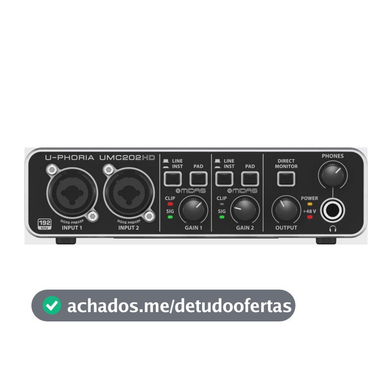 Interface de áudio USB Behringer U-Phoria UMc202HD, cor preta