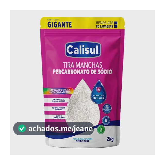 Percarbonato De Sódio Tira Manchas Alvejante - 2kg Calisul Original Granulado Branco