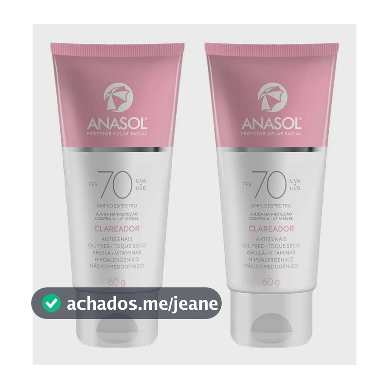 2 Protetor Solar Facial Clareador Dahuer Fps70 60g - Anasol