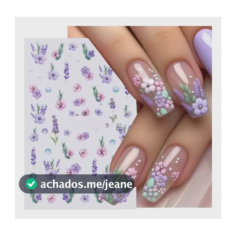 Adesivos Unhas Floral. Kit 3 Cartelas. 177 Adesivo Floral