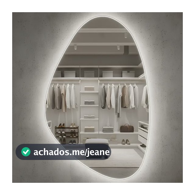 Espelho Orgânico Decorativo Lapidado 85x55cm Led Provador