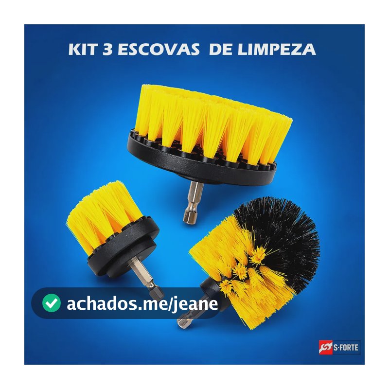 Kit Escovas Rotativas Para Furadeira com 3 Peças de Nylon Para Limpeza Pesada