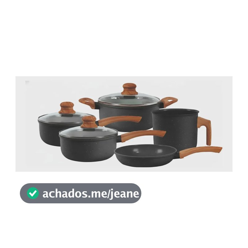 Jogo De Panelas Cerâmico Triplo Indução Tuut Ecoglid 5 Peças Cor Preto Granito