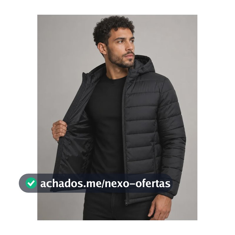 Jaqueta Puffer Bobojaco Corta Vento Nylon Frio Reforçada Preto G