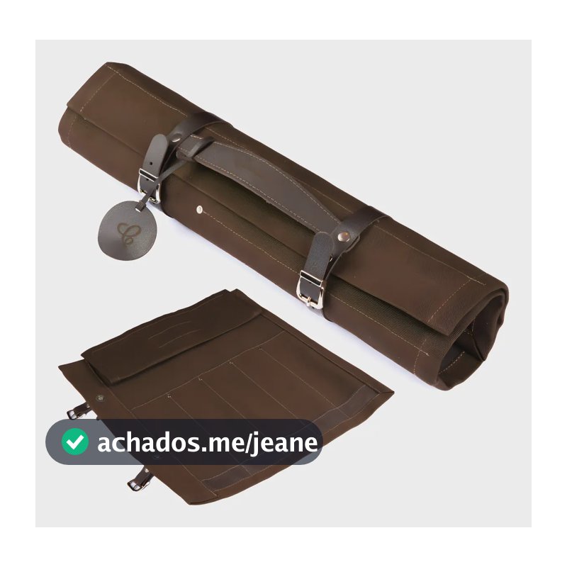 Estojo de Facas Top Chef de Lona e EcoLeather com 5 Compartimentos para Chefs