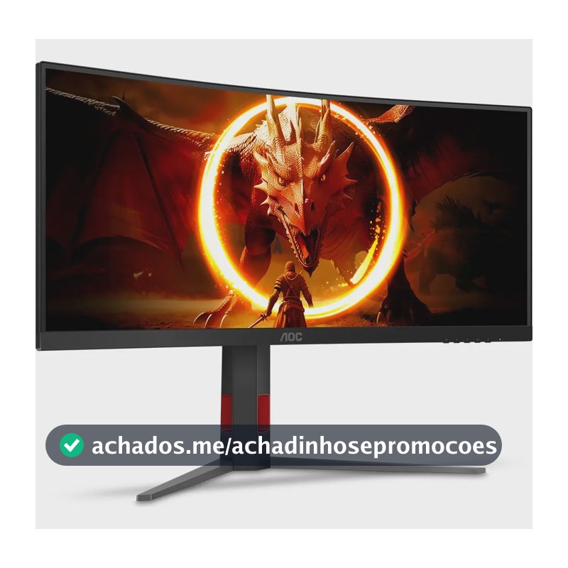 Monitor Gamer Curvo AOC AGON QUAD 34" Ultrawide WQHD 180Hz 0,5ms Base Ajustável U34G4C