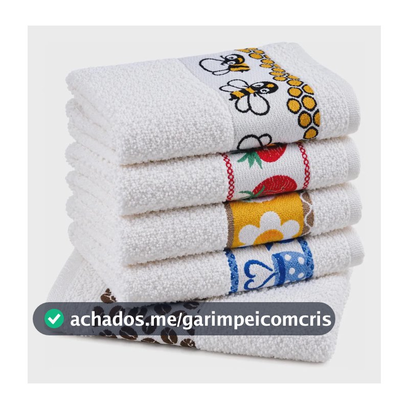 Pano de Prato Atoalhado Atacado Laune Gourmet Kit com 5 peças cor Branco Desenho Sortidos Laune Haus