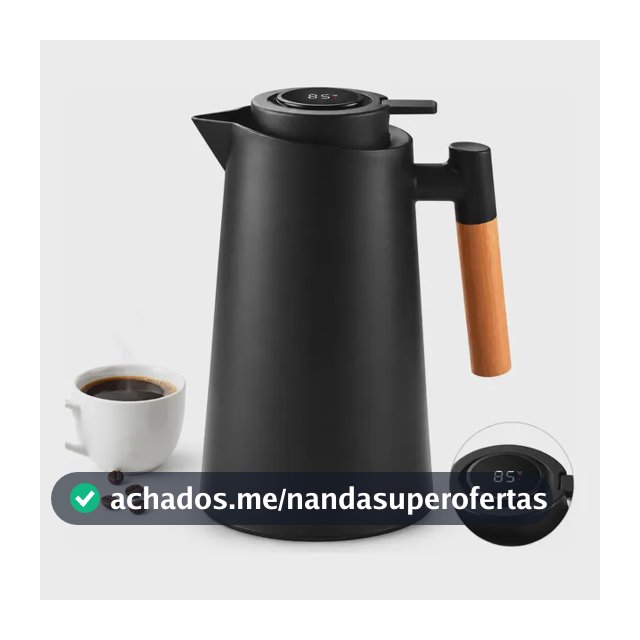 Garrafa Térmica 1 Litro Com Termômetro Led Para Chás / Café Preto