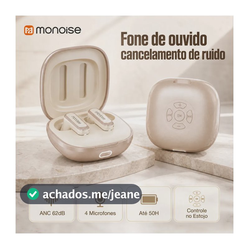 Fone De Ouvido Sem Fio Bluetooth 6.0 Com Cancelamento De Ruído De Até 62 Db,inear,monoise M11,graves Potentes,4 Microfones,ipx4,tws Compatível Com iPhone,android E Samsung,50h De Autonomia, Dourado