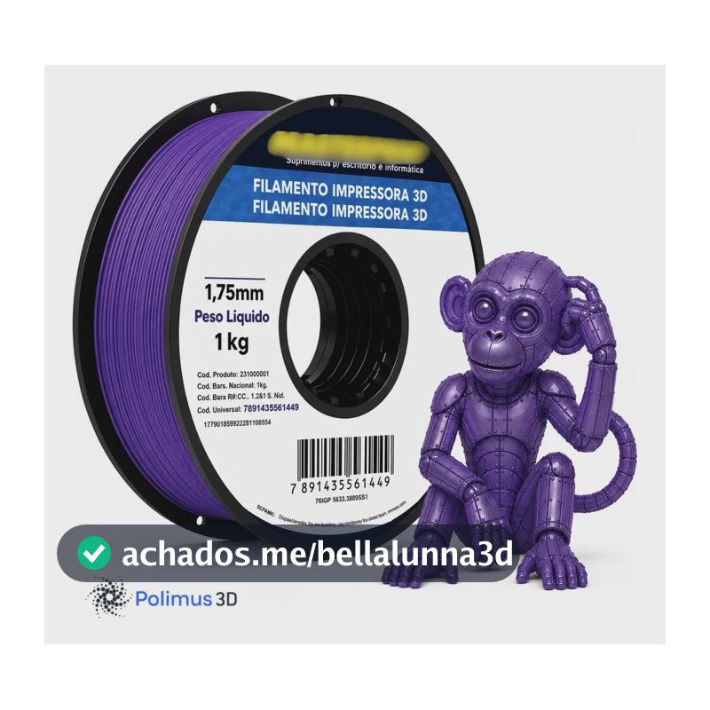 Filamento De Impressão 3D PETG Cor LAVANDA 1kg MASTERPRINT Brilho Premium Para Imprimir Peças 3D Impressora 3D Modelagem Miniaturas Enfeites e Projetos By Polimus 3D