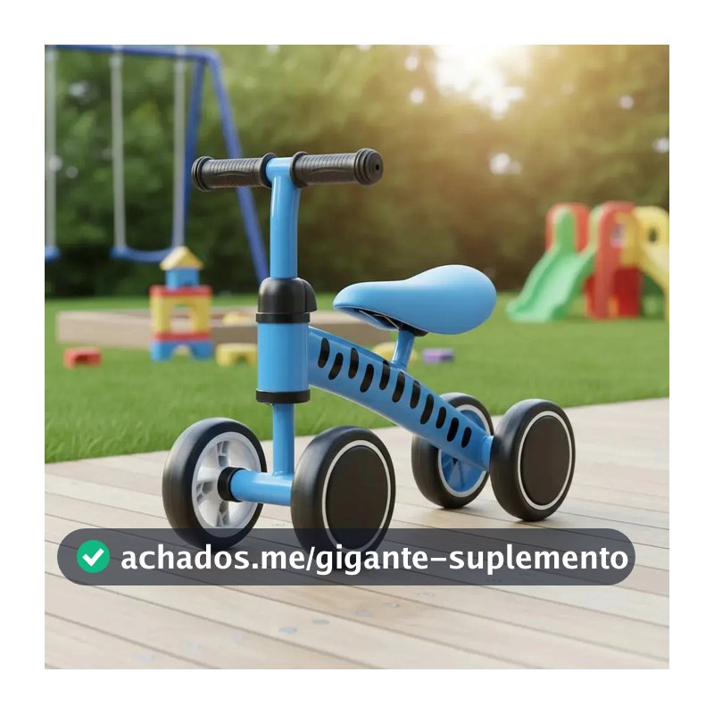 Bicicleta Equilíbrio Brinq Kids Sem Pedal Andador Infantil Azul 4 Rodas