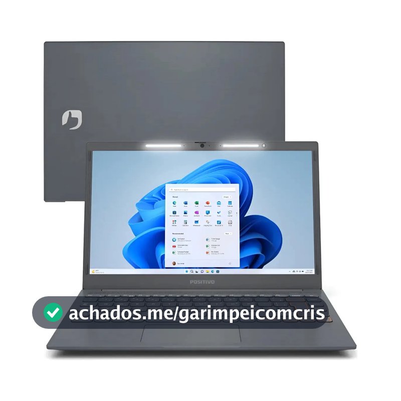 Notebook Positivo Vision C14 Lumina BAR Celeron 8GB RAM 128GB eMMC Windows 11 Tela 14" Polegadas HD Antirreflexo Tecla Link – Cinza
