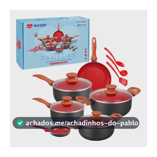 Jogo De Panela Alumínio Nanoceramica Duralar 9 Peças Indução Cinza Com Vermelho
