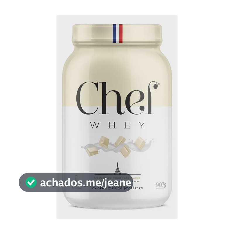Whey Protein Gourmet Concentrado Zero Lactose 907g Sabor Mousse De Chocolate Branco - Chef Whey