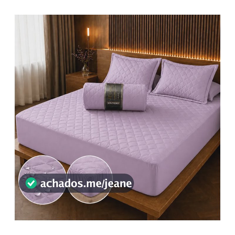 Protetor De Colchão Impermeável Antialérgico Envio Imediato Lilás Mantelado Queen
