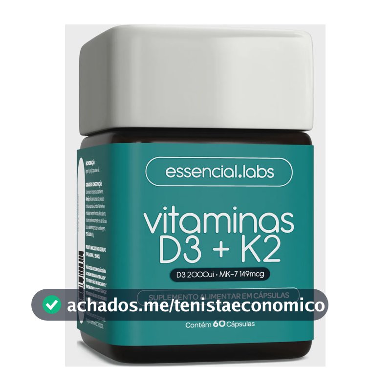 VITAMINA D3 + K2 Menaquinona-7 - Fórmula com Máxima Concentração e Biodisponibilidade - 60 Cápsulas