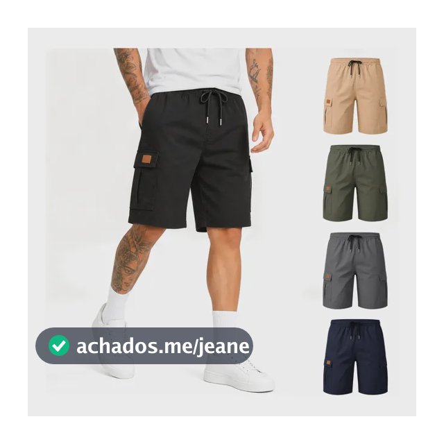 Bermuda Cargo Masculina Skate Larga  Elástico Short Adulto