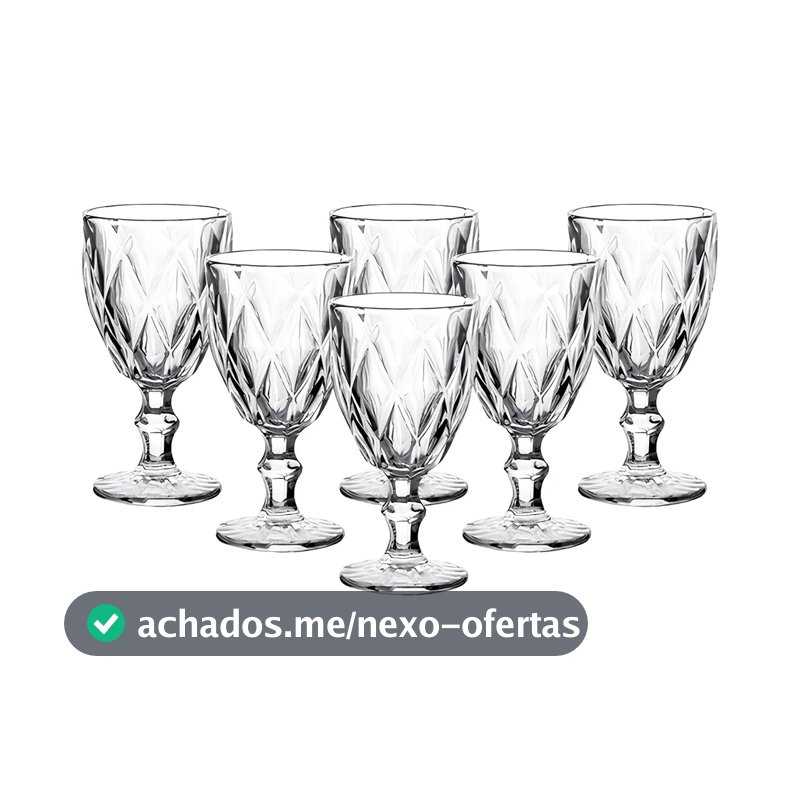 Jogo De Taças De Vidro Diamante Com 6 Peças De 340 Ml Linha Premium