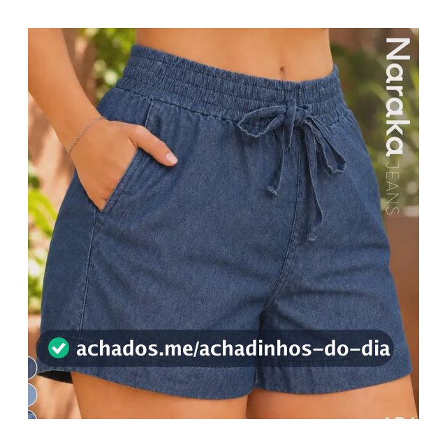 Shorts Jeans Feminino Cordão Cintura Alta Levanta Bumbum