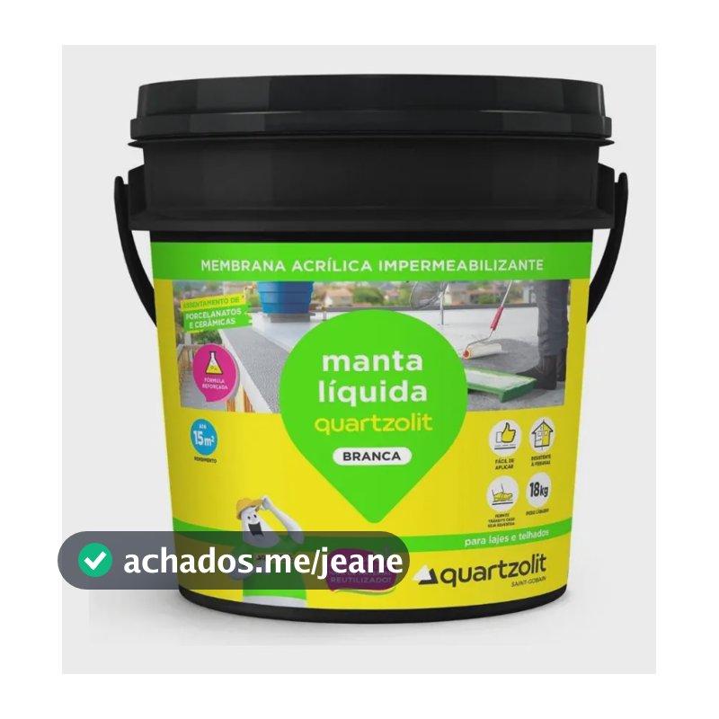 Manta Líquida Branca Telhado Quartzolit Branco / Balde 18kg Fosco