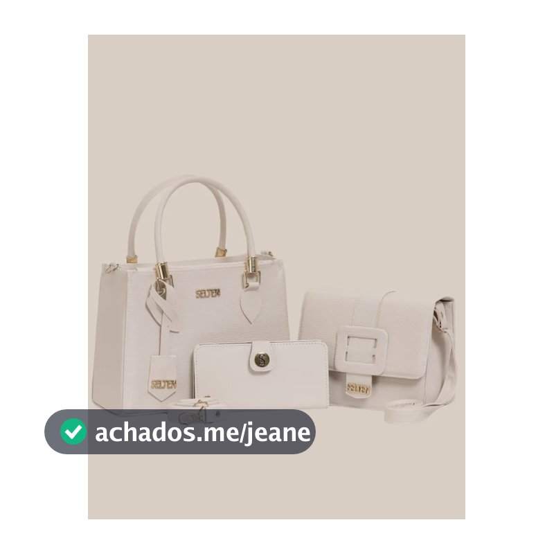 Kit Bolsa Feminina 3 Peças Promoção Relâmpago Só Hoje   Creme