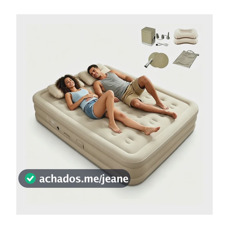 Colchao Inflavel Queen Com Bateria De Litio Integrada Bege