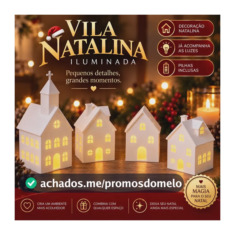 Vila Natalina Com Luz Led Casinhas Igreja Decoração De Natal